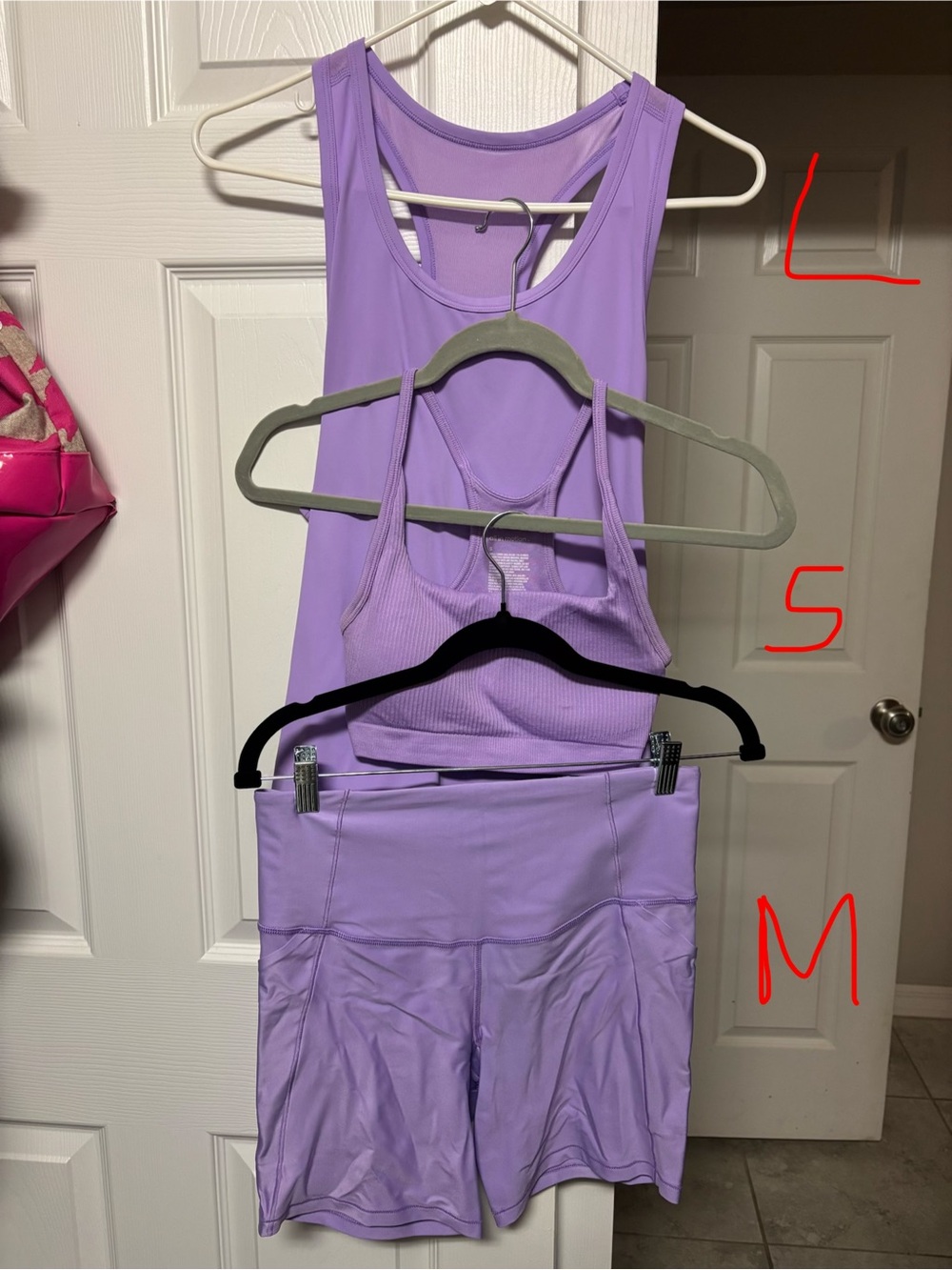 Target Lavender Active Tank, Sports Bra & Biker Shorts Set